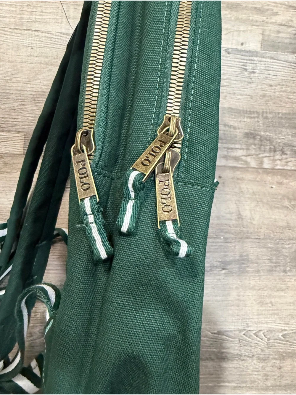 Ralph Lauren Dark Green Canvas Polo Backpack with Embroidered Patches